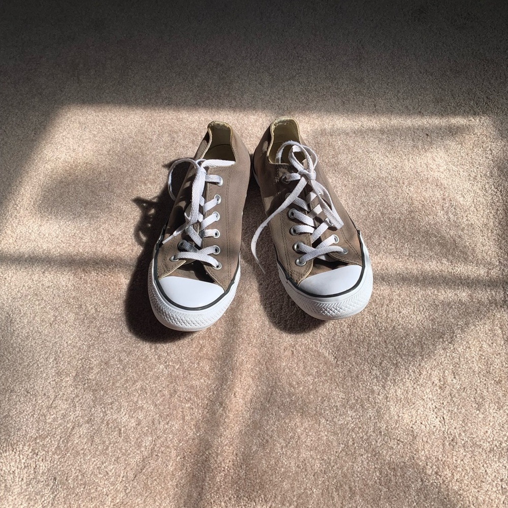 Converse Beige Canvas Sneakers with White Accents